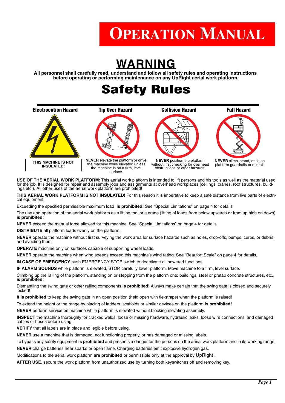 Peration, Anual, Warning | Safety rules | Snorkel MX19-sn5316+ User Manual | Page 4 / 20