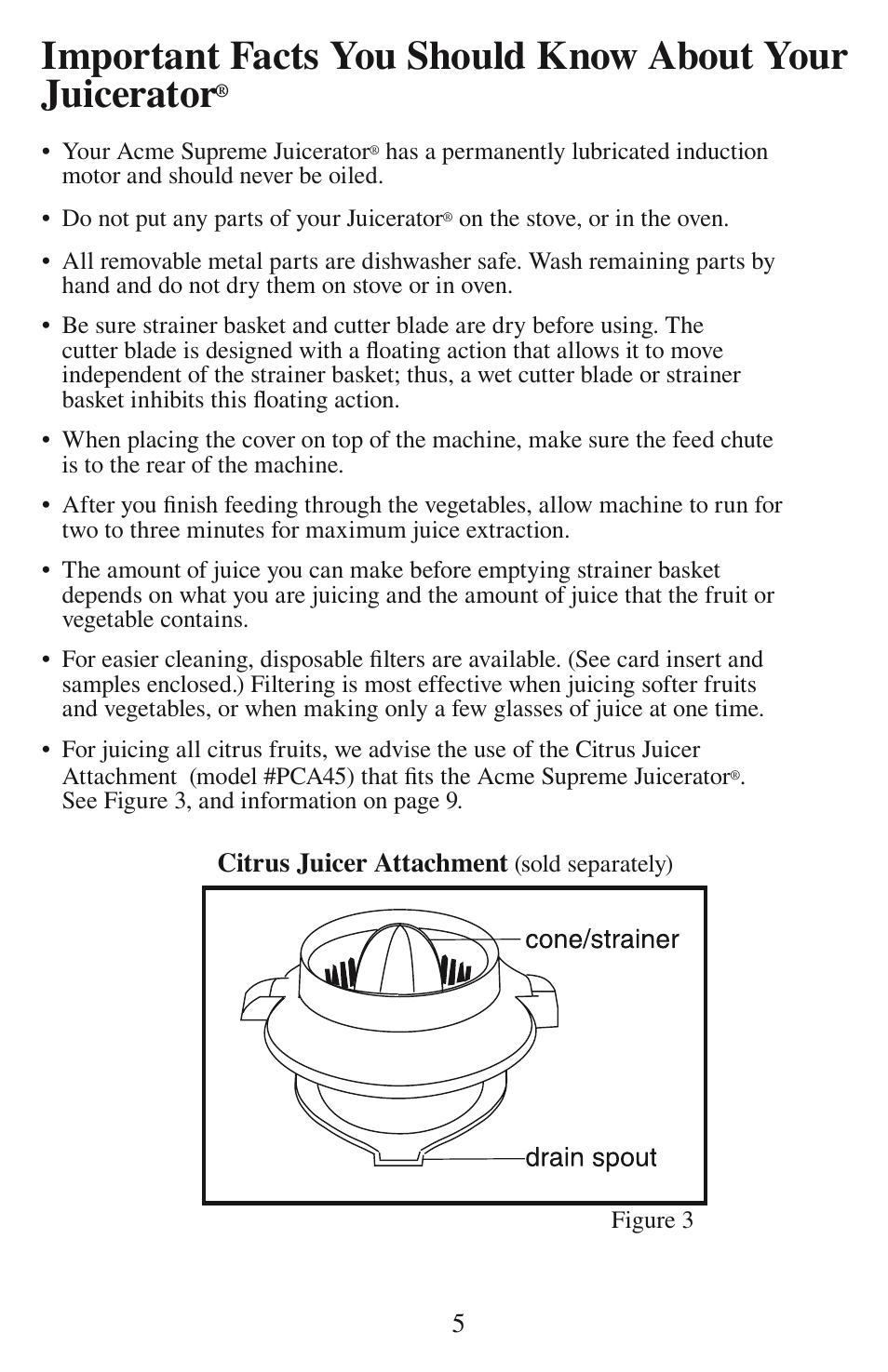 Acme Kitchenettes SUPREME JUICERATOR 6001 User Manual | Page 6 / 12