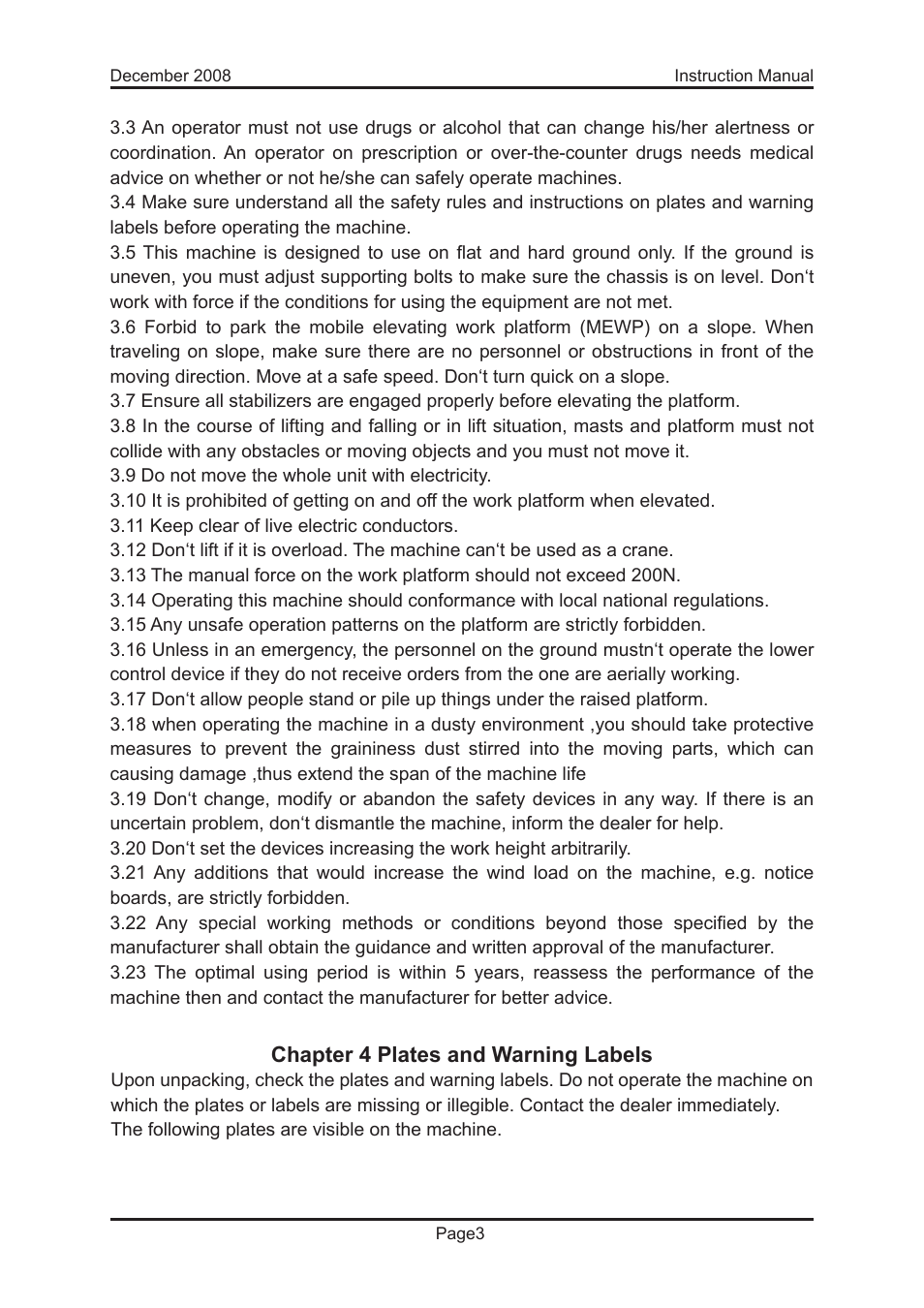 Chapter 4 plates and warning labels | Snorkel PAM26-sn0001+ User Manual | Page 9 / 34
