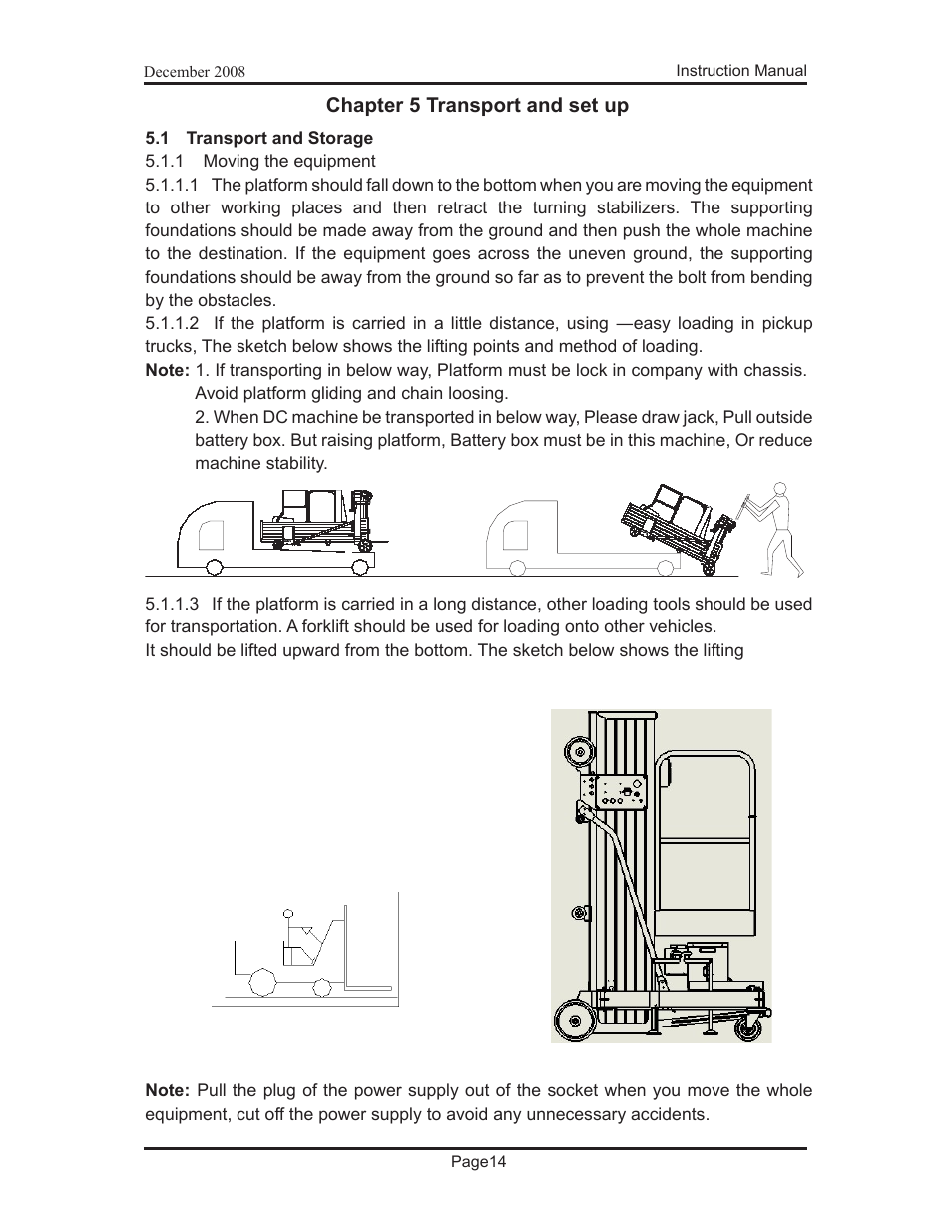 Chapter 5 transport and set up | Snorkel PAM26-sn000001+ User Manual | Page 20 / 38