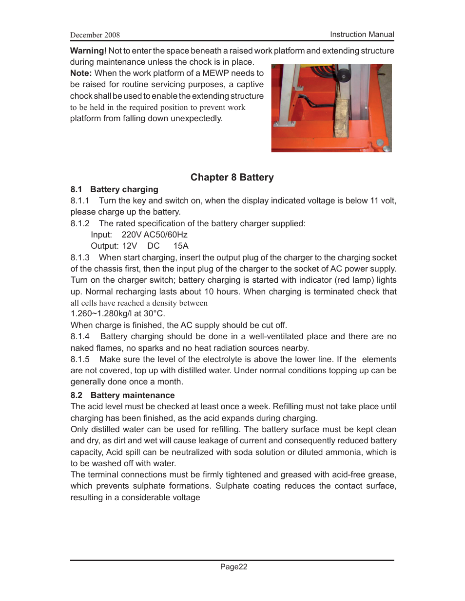 Chapter 8 battery | Snorkel PAM26-sn000001+ User Manual | Page 28 / 38