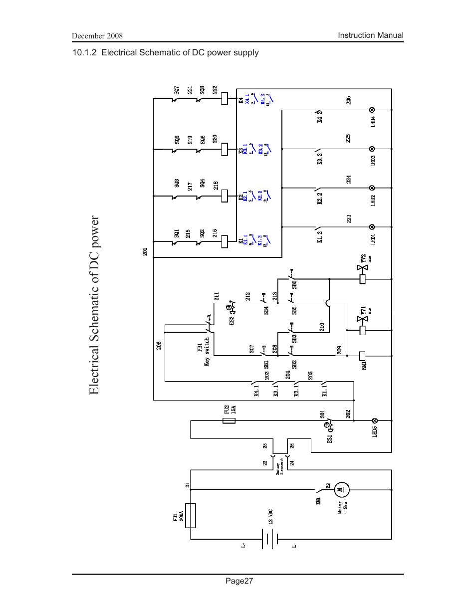 Electrical schematic of dc pow er | Snorkel PAM26-sn000001+ User Manual | Page 33 / 38