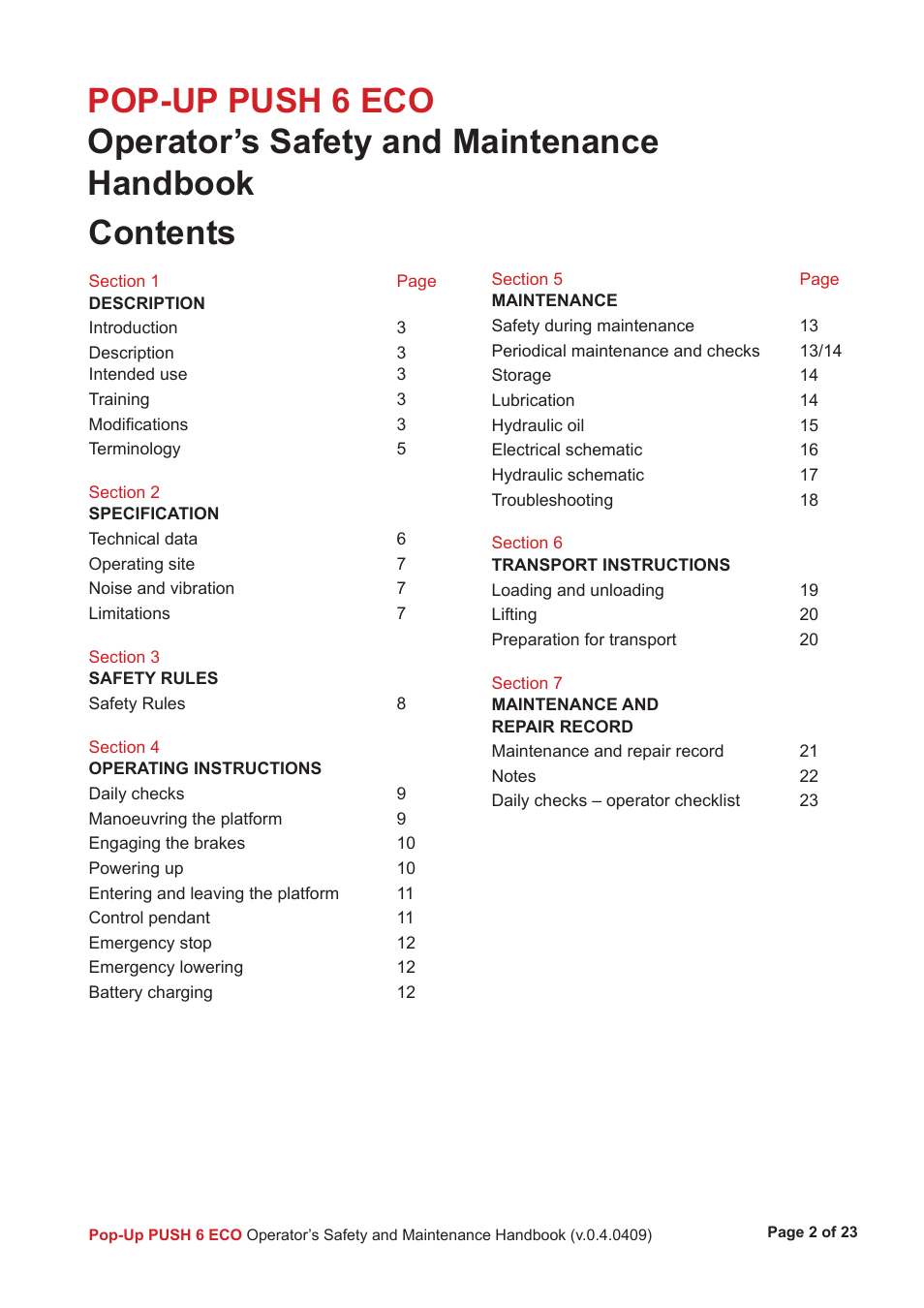 Snorkel Pop-Up Push 6 Eco User Manual | Page 3 / 26