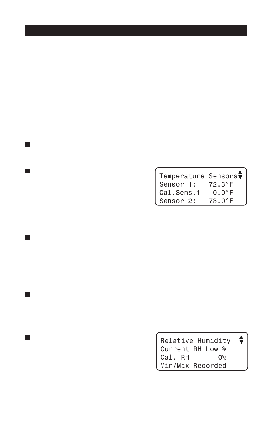 4 calibrating sensors, 1 calibrating room and outside t° sensors, 2 calibrating the relative humidity sensor | Sensors' calibration, Calibrating the relative humidity sensor, Calibrating sensors, Calibrating the outside temperature sensor, Pp-32 | Acme PP-32 User Manual | Page 86 / 100