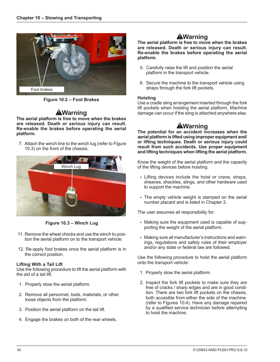 Warning | Snorkel PUSH 10 PRO-sn01-000050+ANSI User Manual | Page 38 / 52