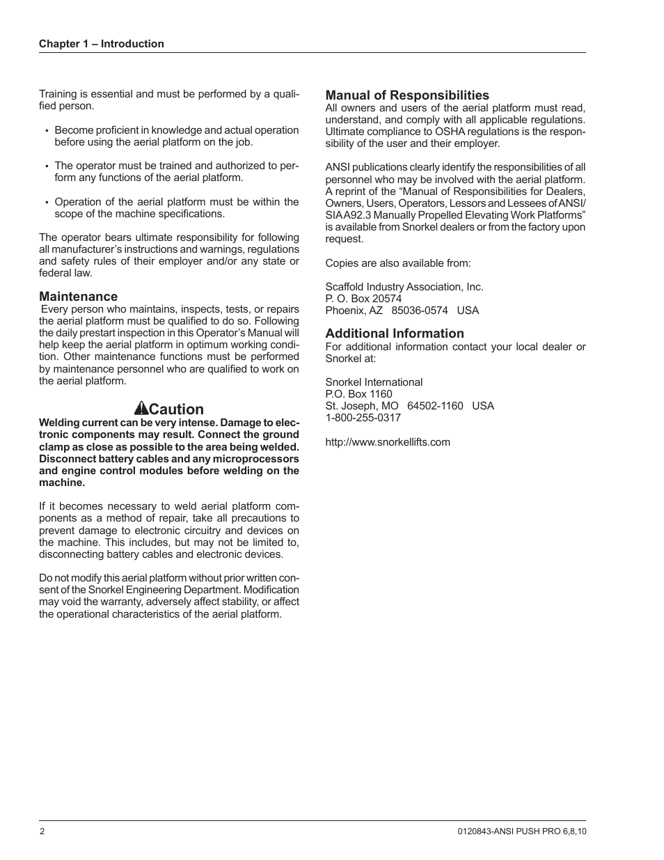 Caution | Snorkel PUSH 10 PRO-sn01-000050+ANSI User Manual | Page 6 / 52