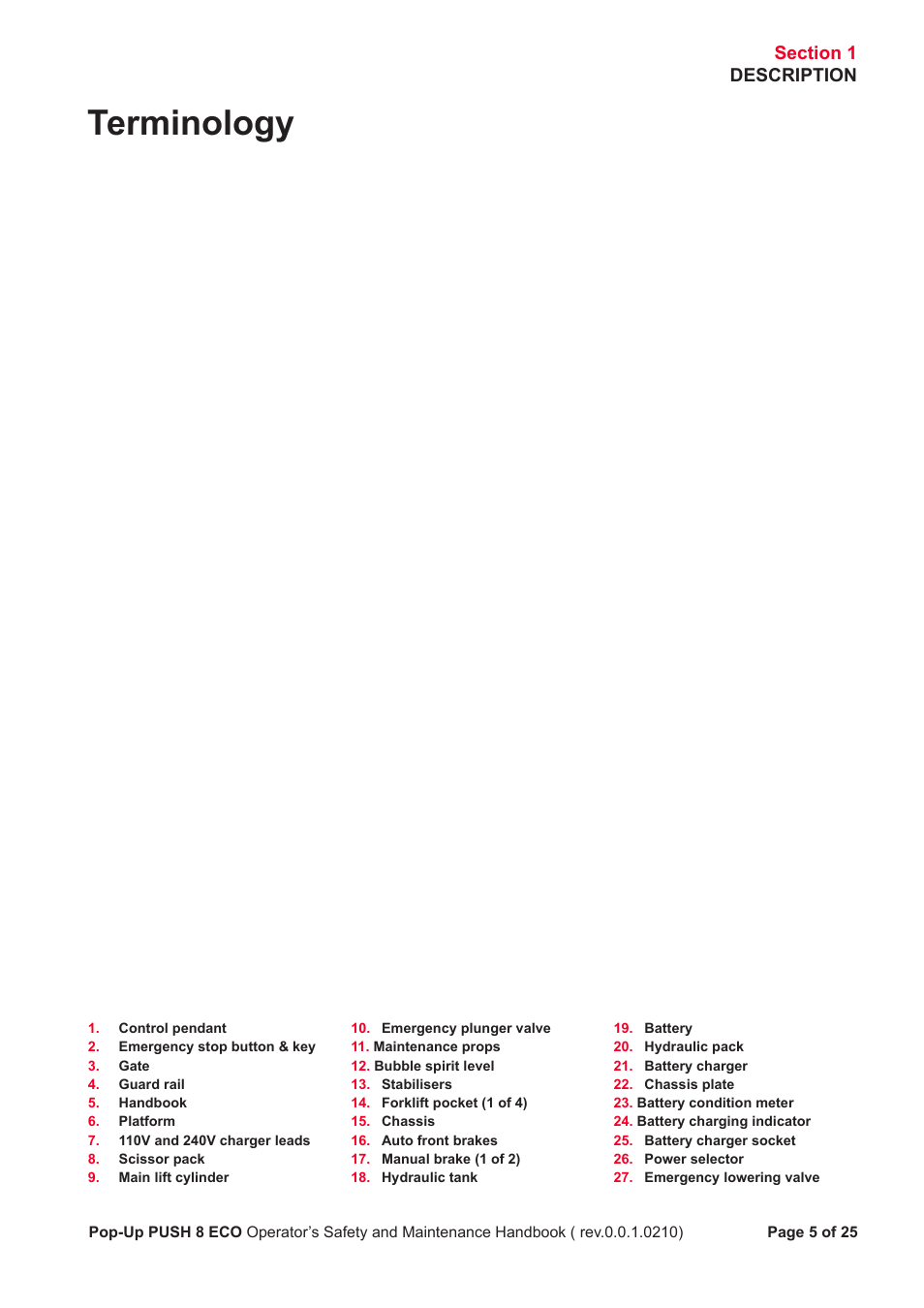 Terminology | Snorkel PUSH 8 ECO8 User Manual | Page 6 / 28
