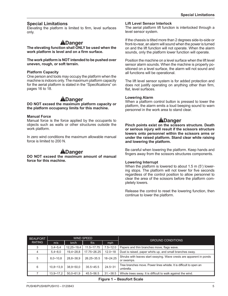 Danger, Special limitations | Snorkel PUSH10 User Manual | Page 7 / 22