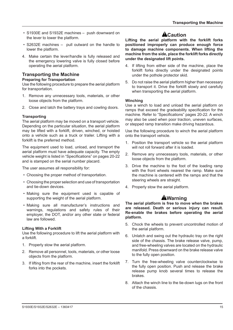 Caution, Warning | Snorkel S2632E-sn000000 User Manual | Page 17 / 26