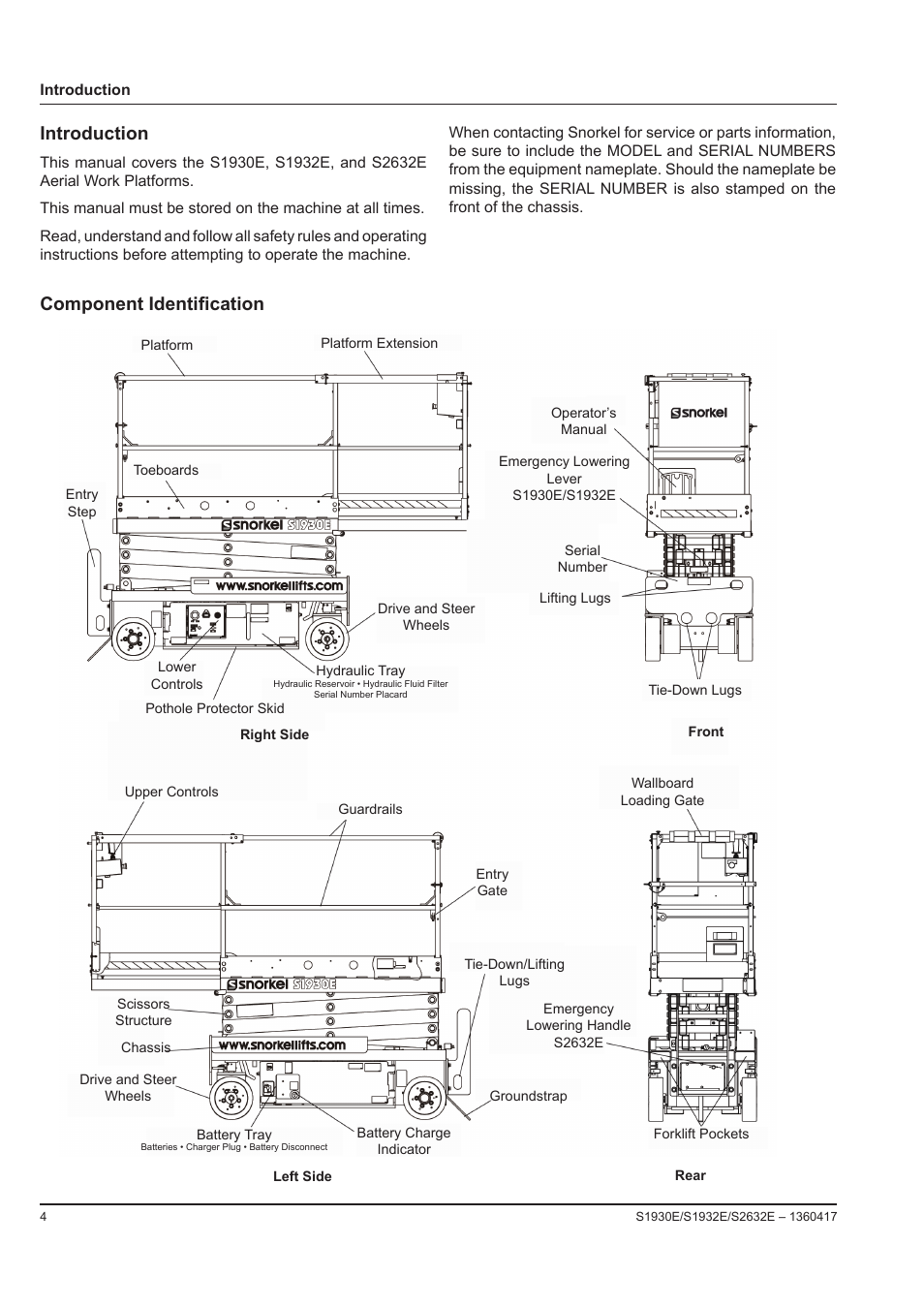 Introduction, Component identification | Snorkel S2632E-sn000000 User Manual | Page 6 / 26