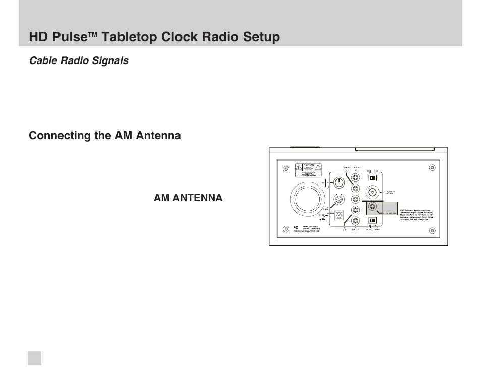 Hd pulse, Tabletop clock radio setup | Advanced Global Technology AGT HD Pulse HDT200 User Manual | Page 10 / 36