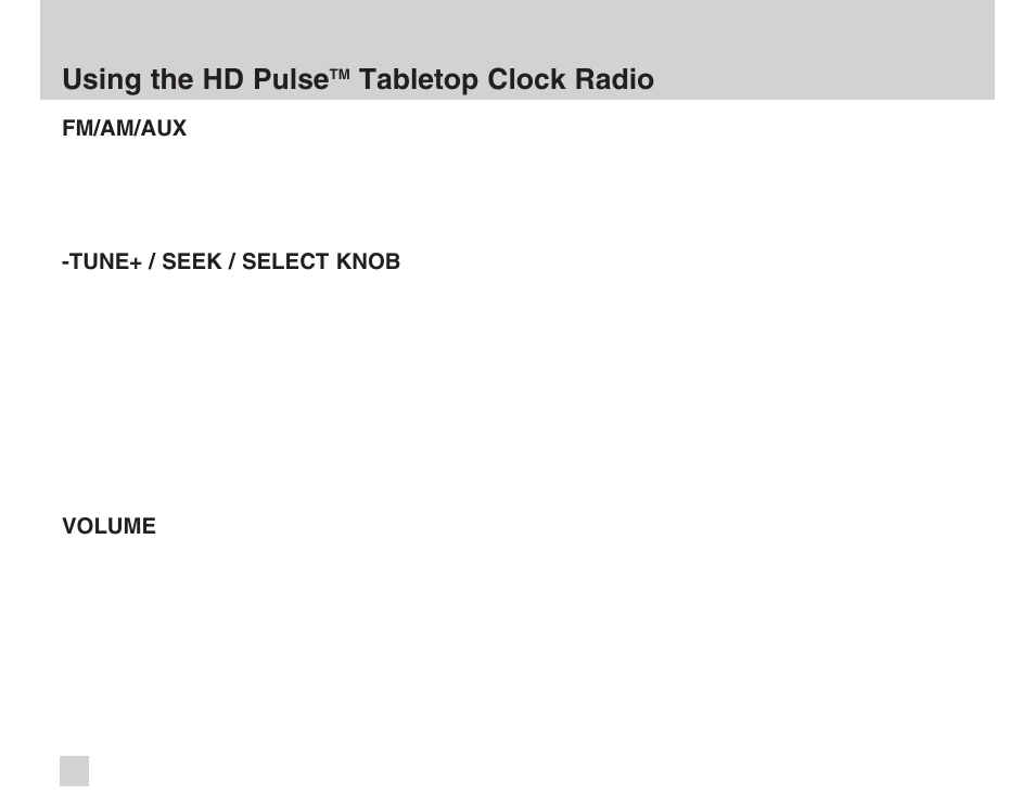 Using the hd pulse, Tabletop clock radio | Advanced Global Technology AGT HD Pulse HDT200 User Manual | Page 12 / 36