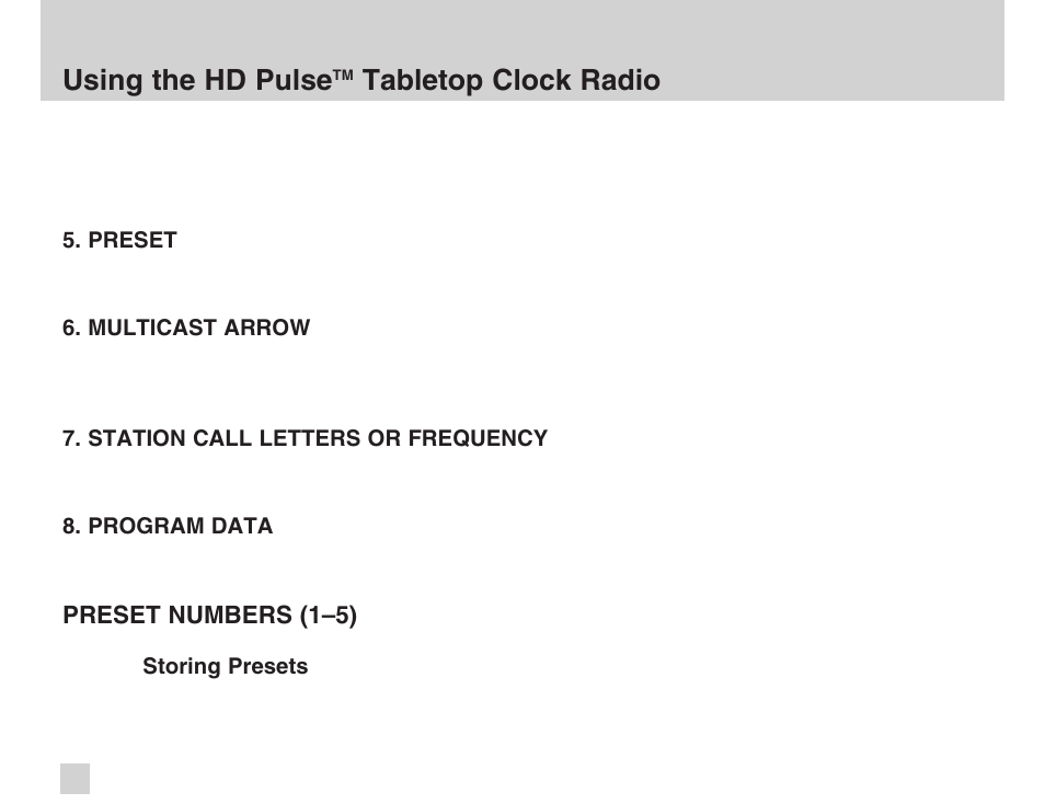 Using the hd pulse, Tabletop clock radio | Advanced Global Technology AGT HD Pulse HDT200 User Manual | Page 14 / 36