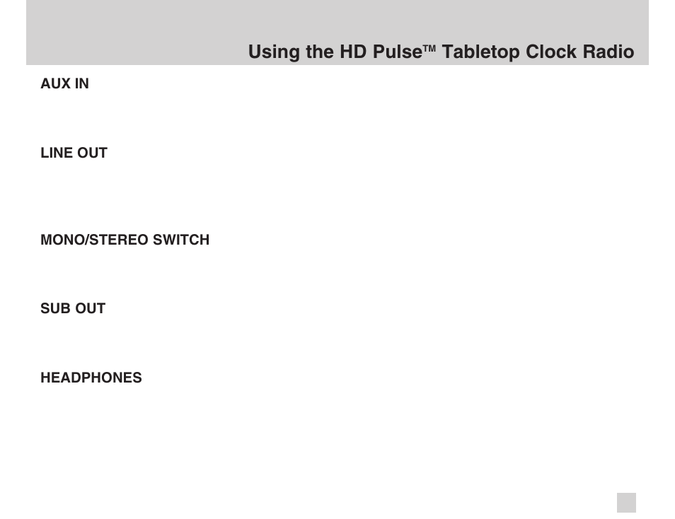 Using the hd pulse, Tabletop clock radio | Advanced Global Technology AGT HD Pulse HDT200 User Manual | Page 21 / 36