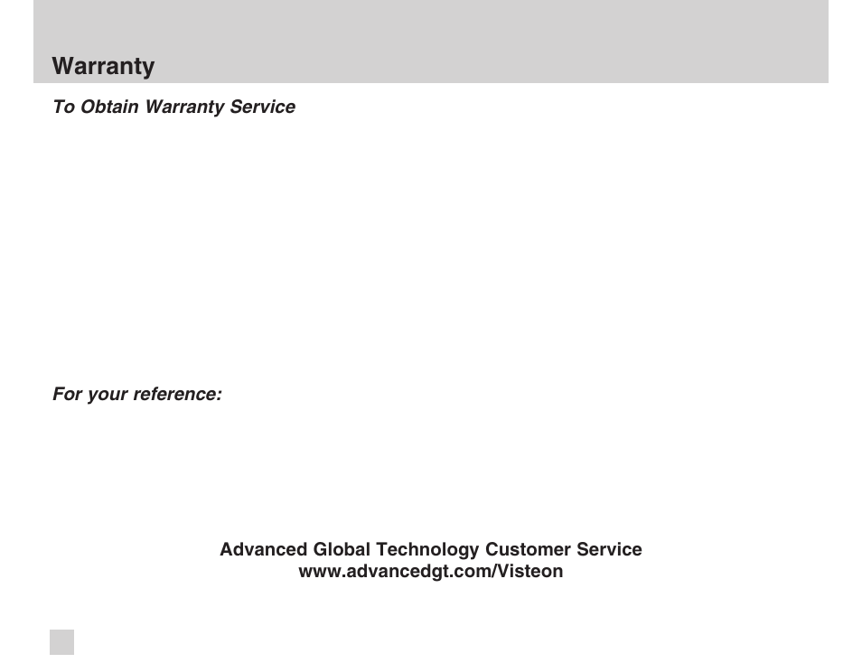 Warranty | Advanced Global Technology AGT HD Pulse HDT200 User Manual | Page 32 / 36