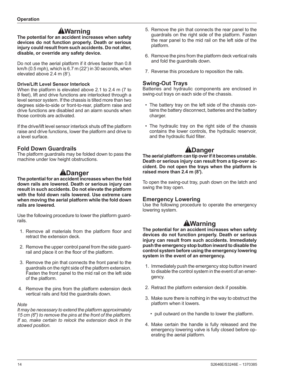 Warning, Danger | Snorkel S3246E User Manual | Page 16 / 26