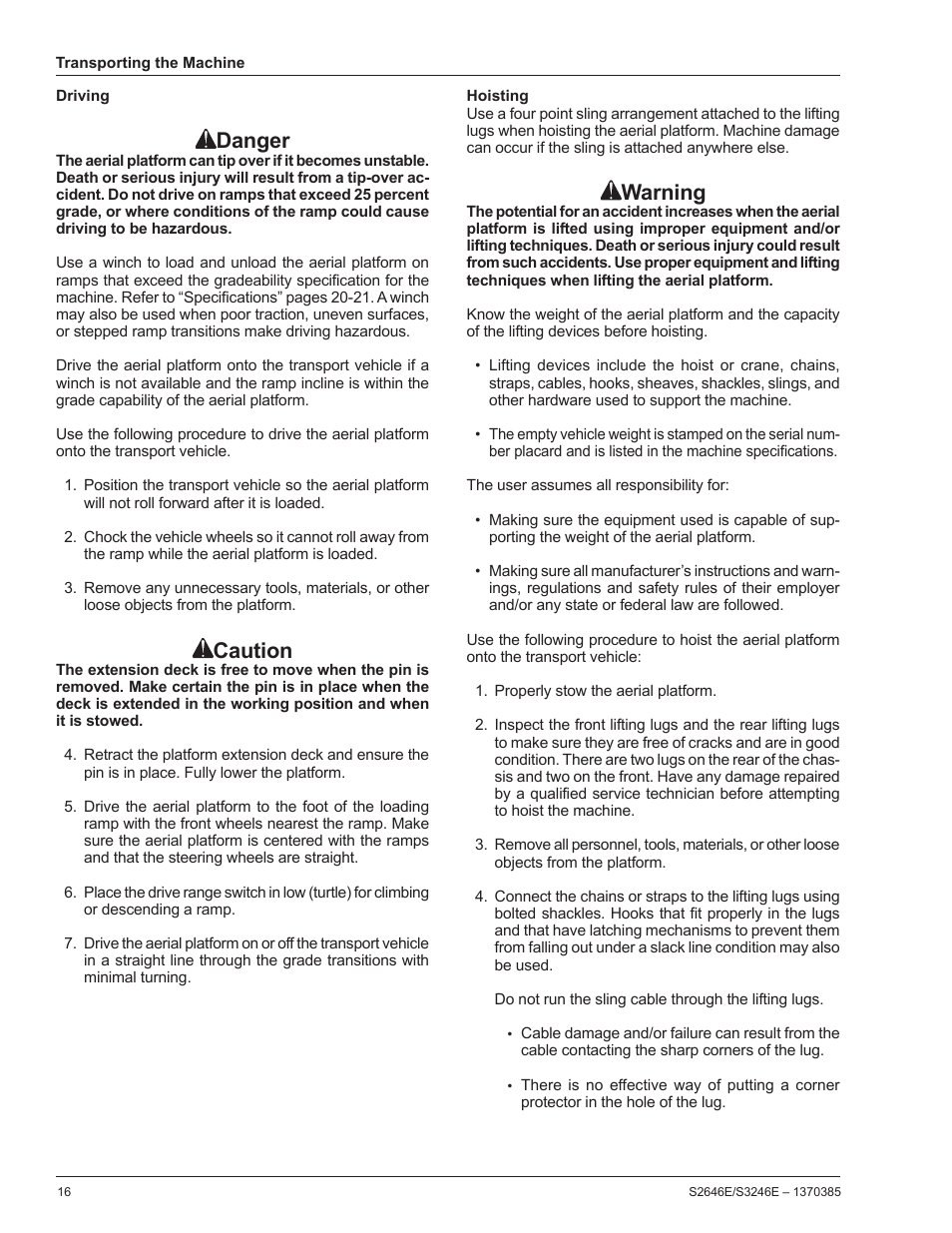 Danger, Caution, Warning | Snorkel S3246E User Manual | Page 18 / 26