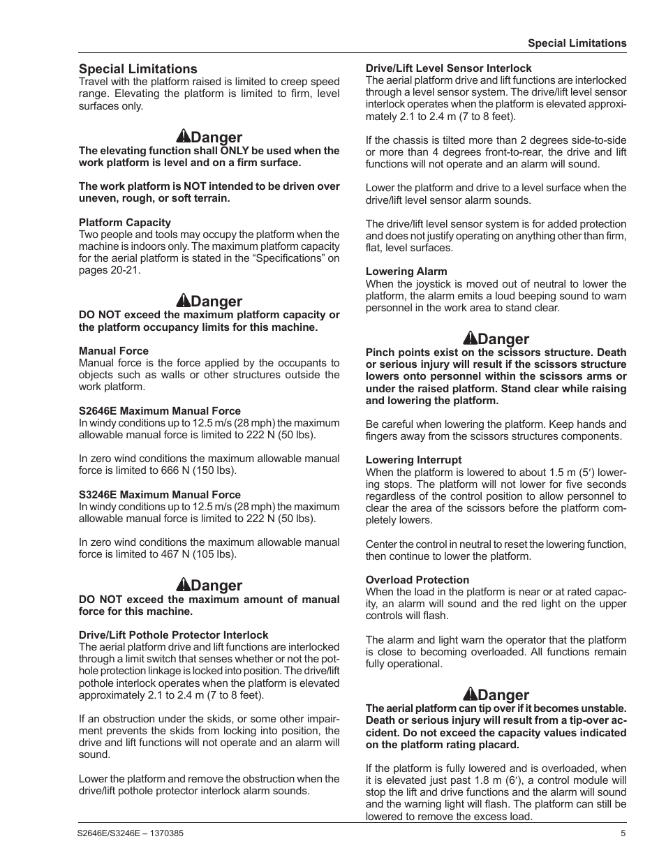 Danger | Snorkel S3246E User Manual | Page 7 / 26