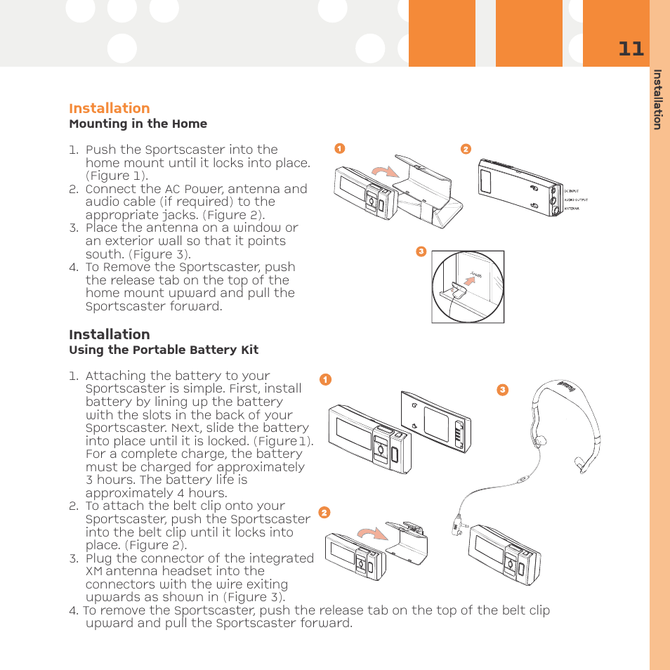 Mounting in the home, Using the portable battery kit | Advanced Global Technology RR101 User Manual | Page 11 / 33