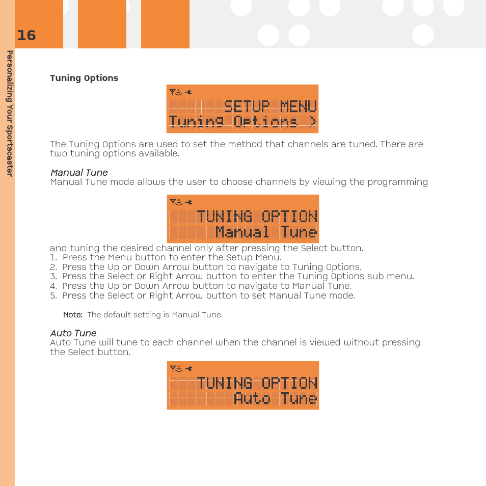 Tuning options | Advanced Global Technology RR101 User Manual | Page 16 / 33