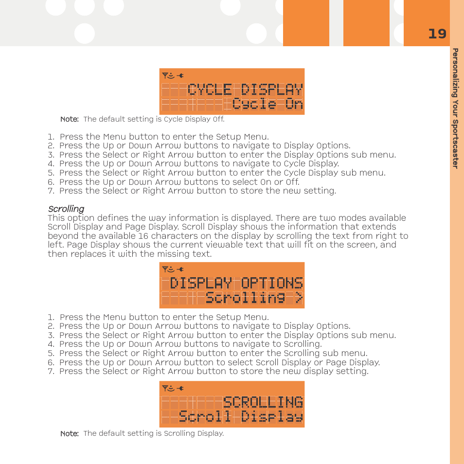 Scrolling | Advanced Global Technology RR101 User Manual | Page 19 / 33