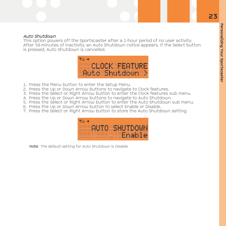 Auto shutdown | Advanced Global Technology RR101 User Manual | Page 23 / 33