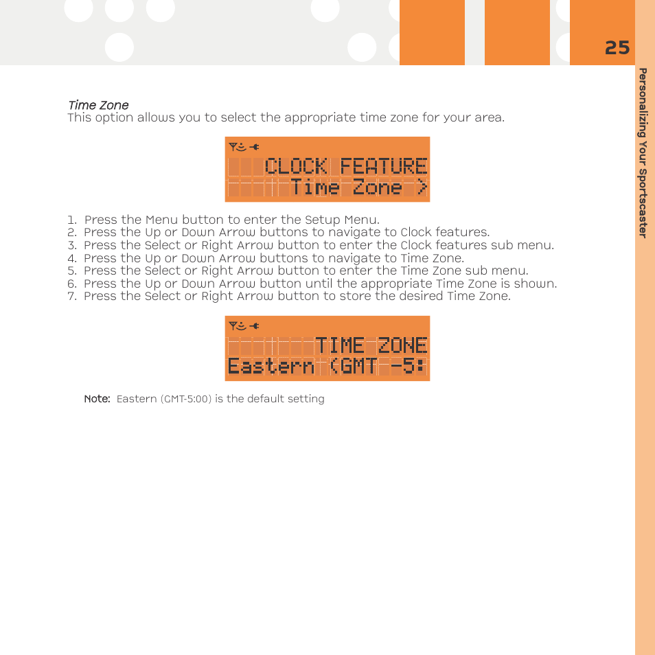 Time zone | Advanced Global Technology RR101 User Manual | Page 25 / 33