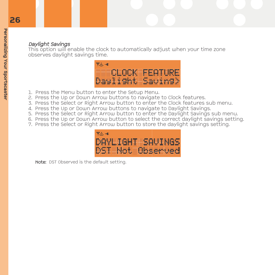 Daylight savings | Advanced Global Technology RR101 User Manual | Page 26 / 33