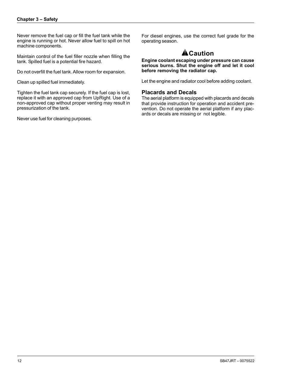 Caution | Snorkel SB47JRT User Manual | Page 18 / 68
