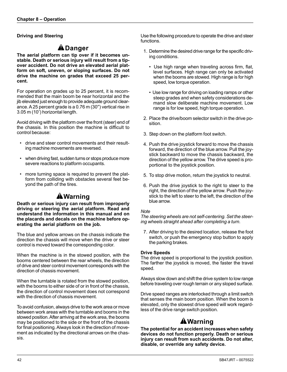 Danger, Warning | Snorkel SB47JRT User Manual | Page 48 / 68
