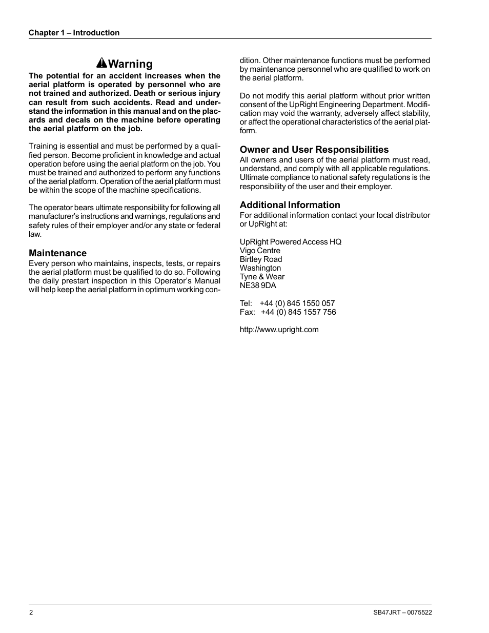 Warning | Snorkel SB47JRT User Manual | Page 8 / 68
