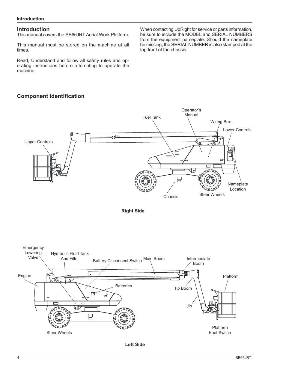 Introduction, Component identifi cation | Snorkel SB66JRT-sn1000-10031 User Manual | Page 6 / 24