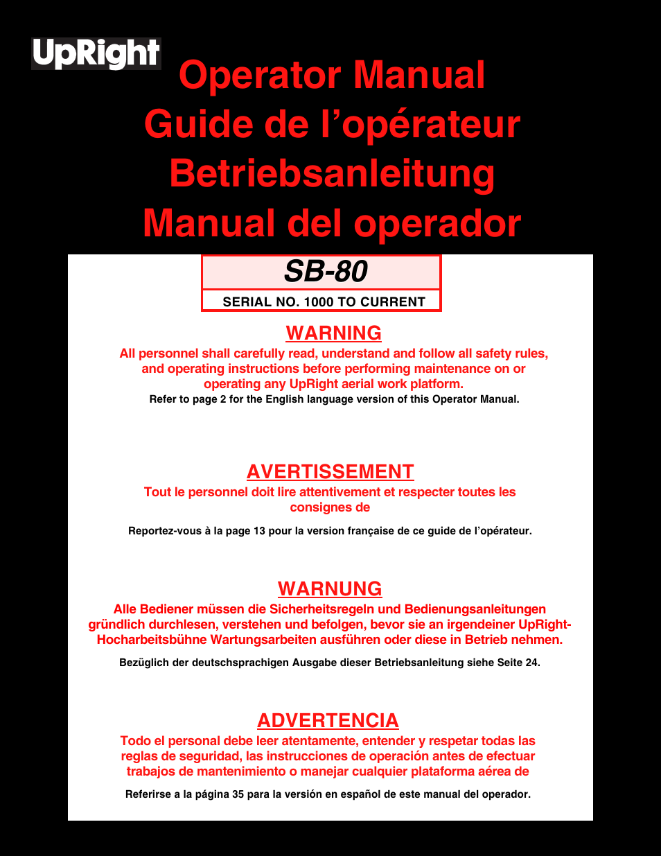 Snorkel SB80 User Manual | 50 pages