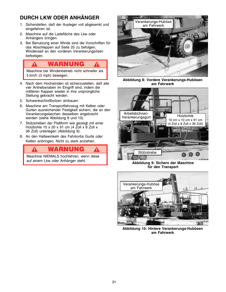 Durch lkw oder anhänger | Snorkel SB80 User Manual | Page 31 / 50