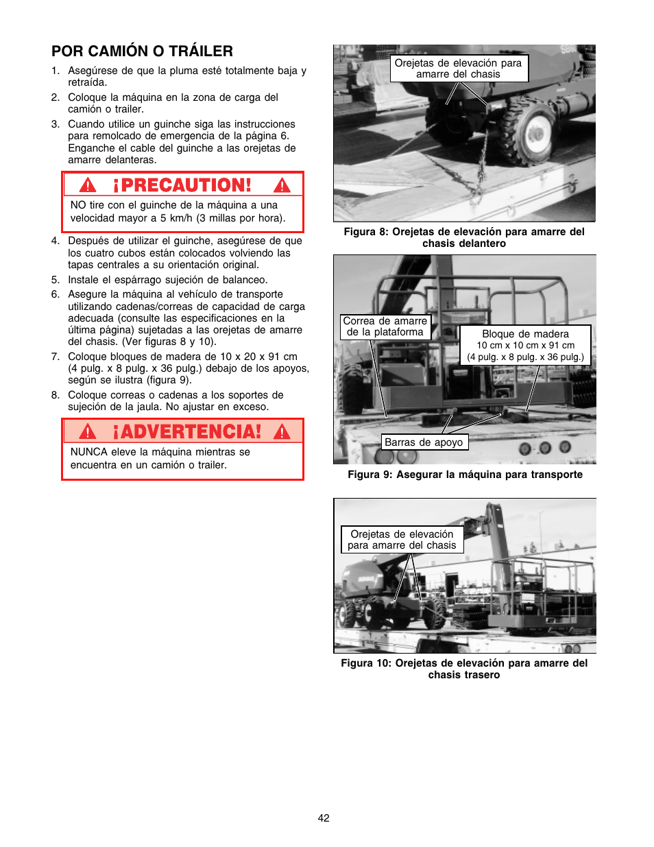 Por camión o tráiler | Snorkel SB80 User Manual | Page 42 / 50