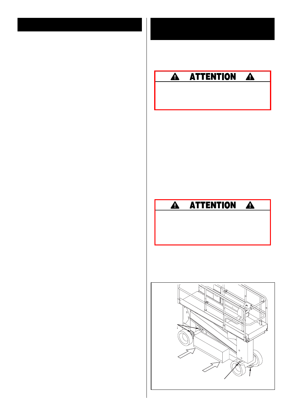 Transport de la plate-forme de travail, Garde-corps pliables, Avec un chariot élévateur | Avec une grue, Avec un camion, Procédure de pliage, Procédure de mise en place | Snorkel SL20-sn5800-9299 User Manual | Page 12 / 32