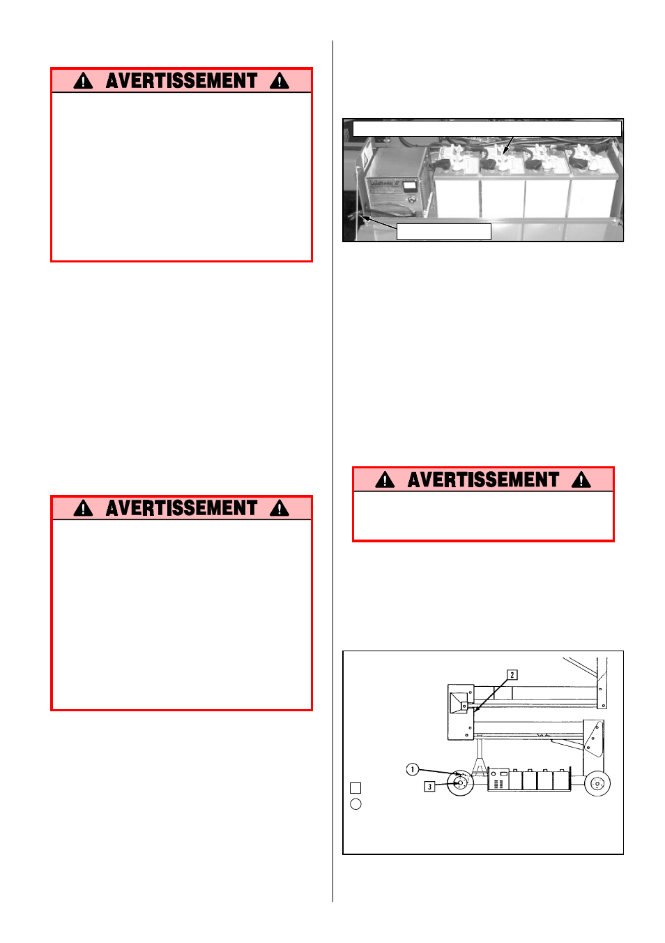 Entretien de la batterie, Chargement des batteries, Axes de roulement | Snorkel SL20-sn5800-9299 User Manual | Page 14 / 32