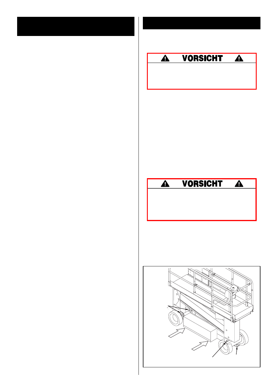 Herunterklappen des schutzgeländers, Transport der teleskop-hubbühne, Herunterklappverfahren | Aufrichtverfahren, Per gabelstapler, Per kran, Per lastwagen | Snorkel SL20-sn5800-9299 User Manual | Page 19 / 32