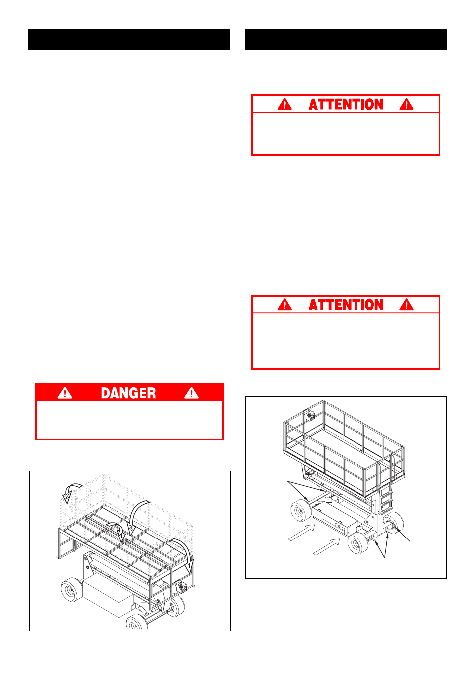 Procédure de pliage (figure 4), Procédure de mise en place, Avec un chariot élévateur | Avec une grue, Avec un camion | Snorkel SL30N-sn9600-11199CE User Manual | Page 14 / 36