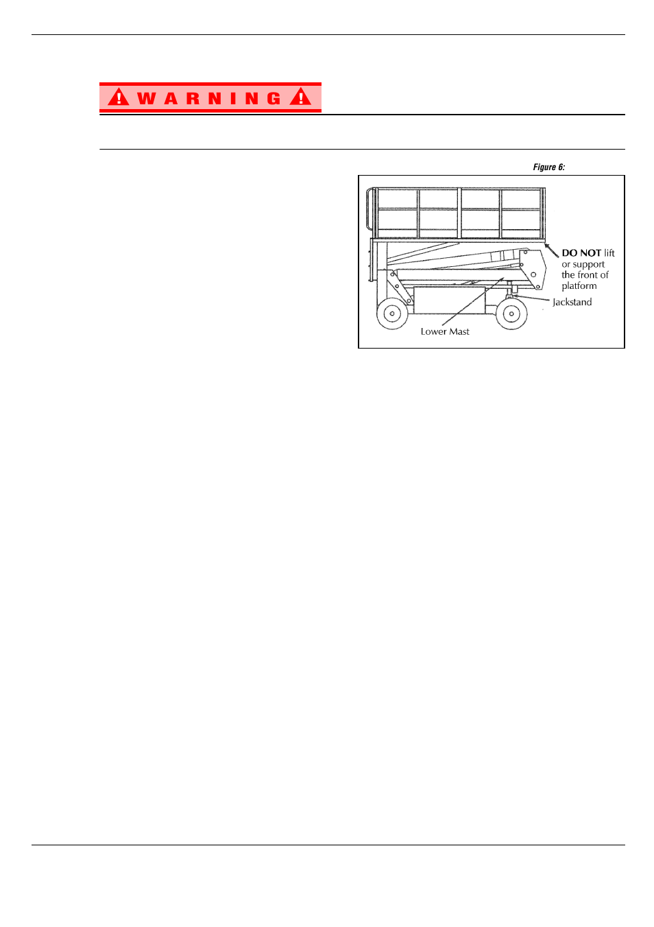 Maintenance, Figure 6: scissor brace, Blocking the elevating assembly | Removal, Remove jackstand | Snorkel SL30SL-sn50001+ User Manual | Page 18 / 104
