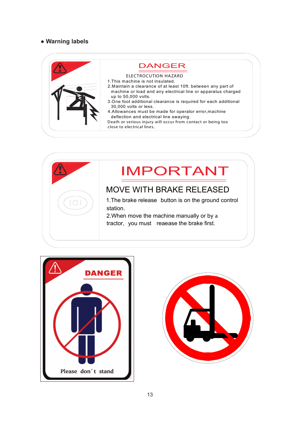 Move with brake released | Snorkel SPM20 CE-sn0001+ User Manual | Page 16 / 64