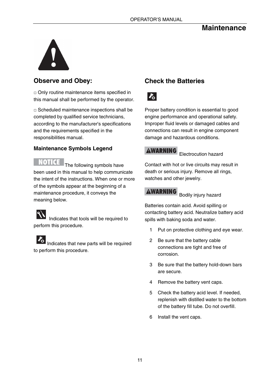 Maintenance, Observe and obey, Check the batteries | Snorkel SPX10 User Manual | Page 15 / 38