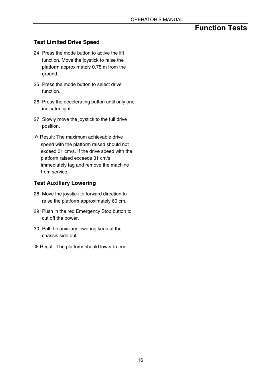 Function tests | Snorkel SPX10 User Manual | Page 20 / 38