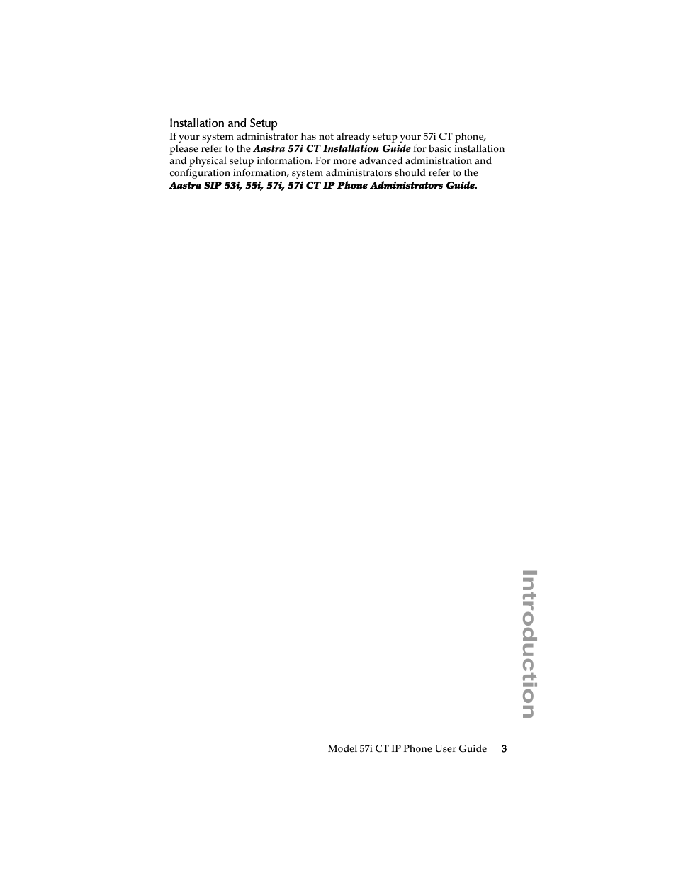 Installation and setup, Introduction | Aastra Telecom 57i CT IP Phone User Manual | Page 11 / 166