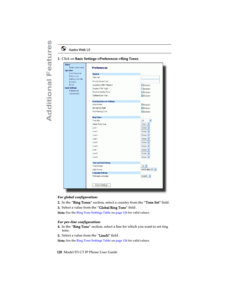 Additional features | Aastra Telecom 57i CT IP Phone User Manual | Page 136 / 166