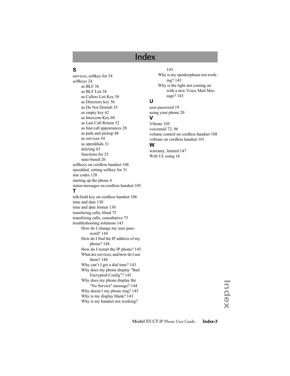 Index | Aastra Telecom 57i CT IP Phone User Manual | Page 163 / 166