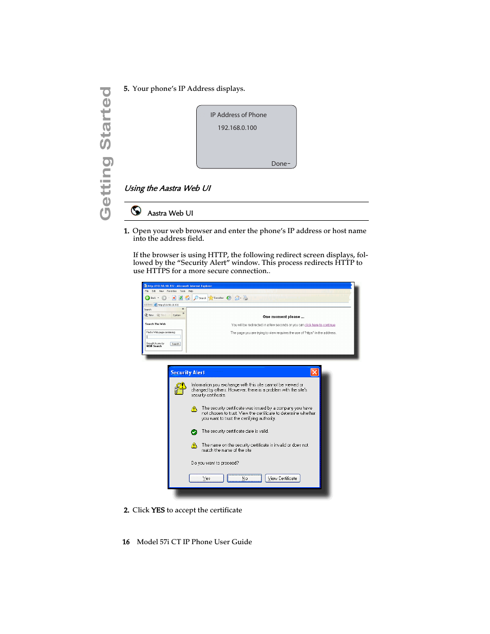 Using the aastra web ui, Getting started | Aastra Telecom 57i CT IP Phone User Manual | Page 24 / 166