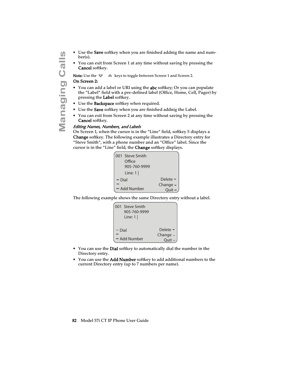 Managing calls | Aastra Telecom 57i CT IP Phone User Manual | Page 90 / 166