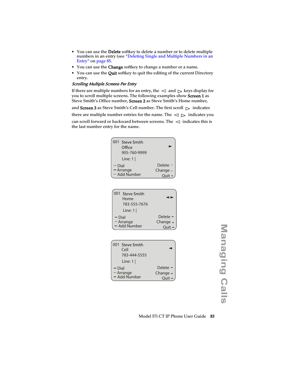 Managing calls | Aastra Telecom 57i CT IP Phone User Manual | Page 91 / 166