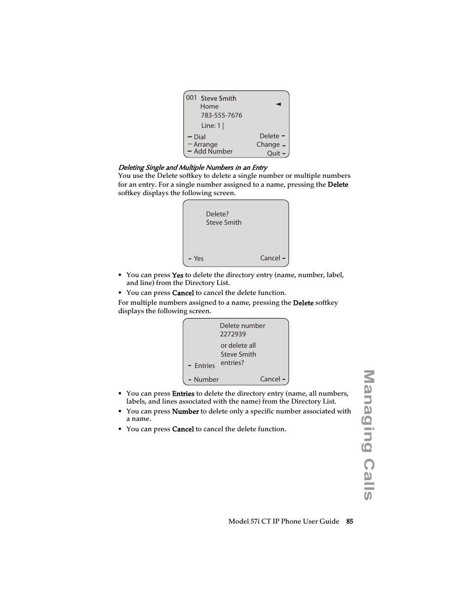 Managing calls | Aastra Telecom 57i CT IP Phone User Manual | Page 93 / 166